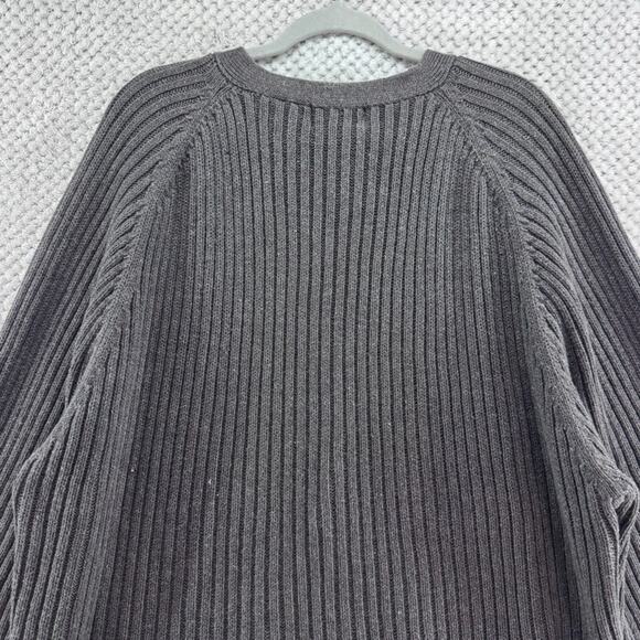 Gulf Traders Grandpa Cardigan Sweater Mens XL Gray Rib Knit Ramie Cotton V-Neck - Picture 6 of 10